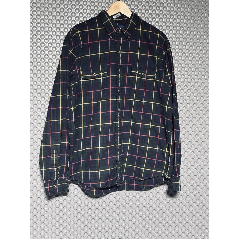 Polo Ralph Lauren Men's XL Plaid Flannel Button Down Shirt - Navy/Yellow/Red